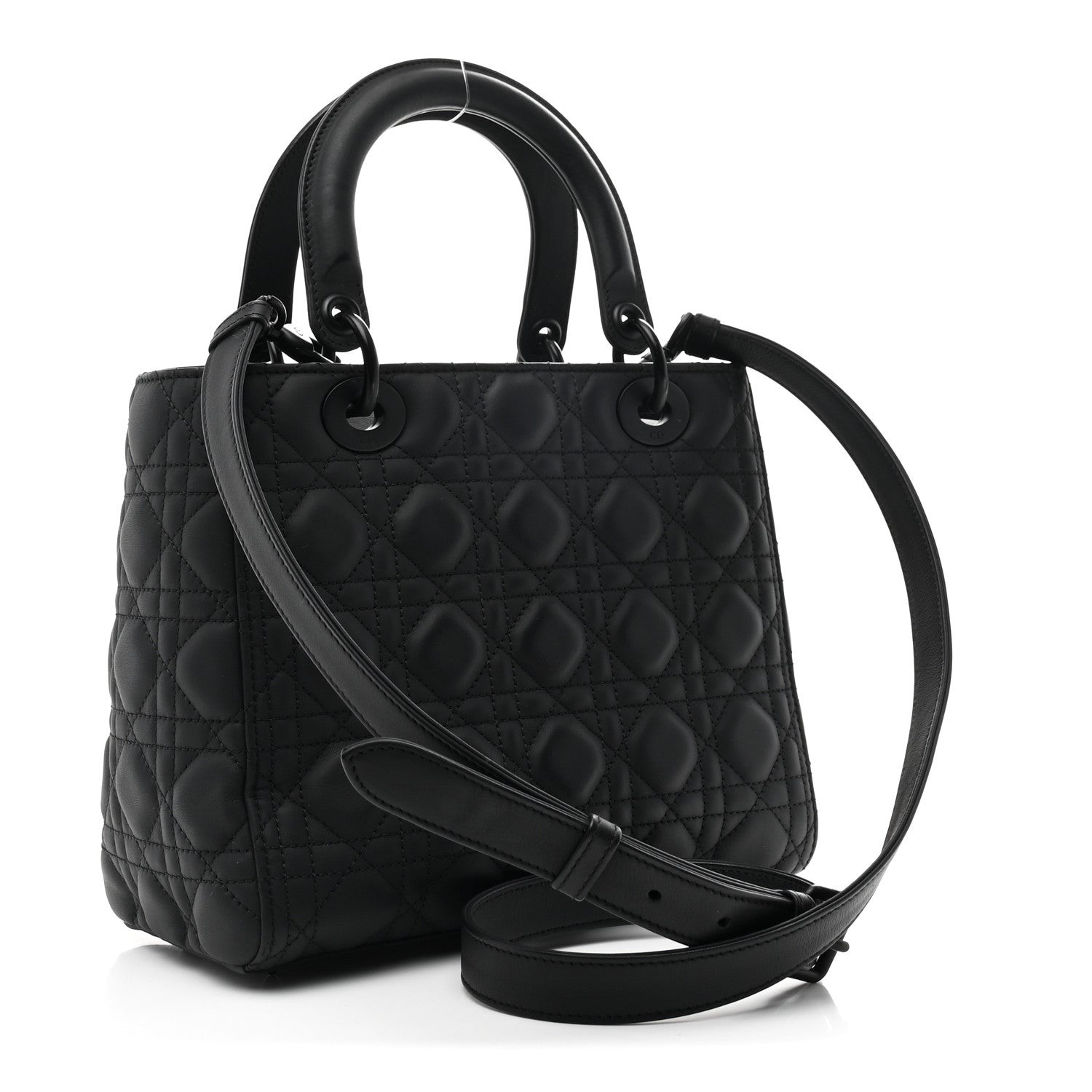 Ultra Matte Calfskin Cannage Medium Lady Dior Black
