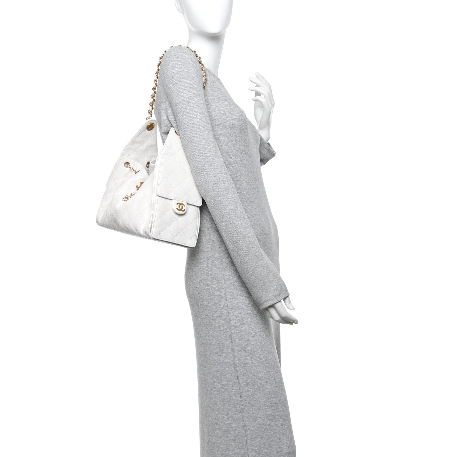 Caviar Quilted Small Chanel 25 Handbag White