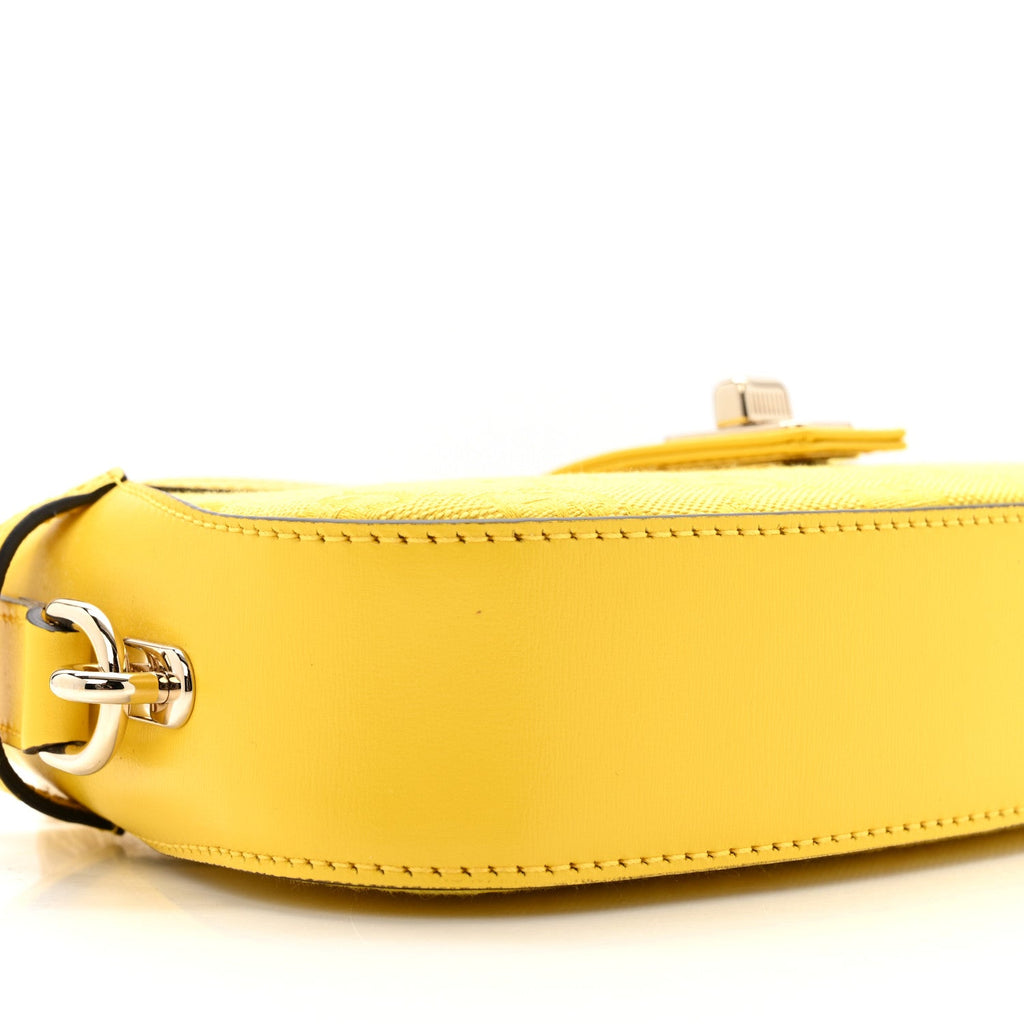 Calfskin Monogram Mini Moon Side Shoulder Bag Yellow