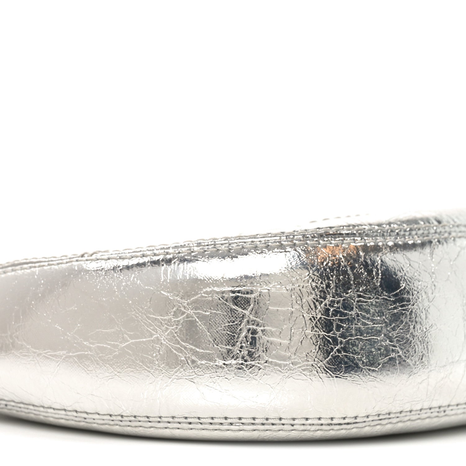 Crinkled Calfskin Crusier Crescent Bag Silver