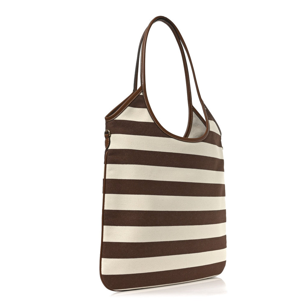 Canvas Calfskin Striped Ivy  Cacao Naturale