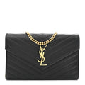 Grain De Poudre Matelasse Chevron Monogram Chain Wallet Black