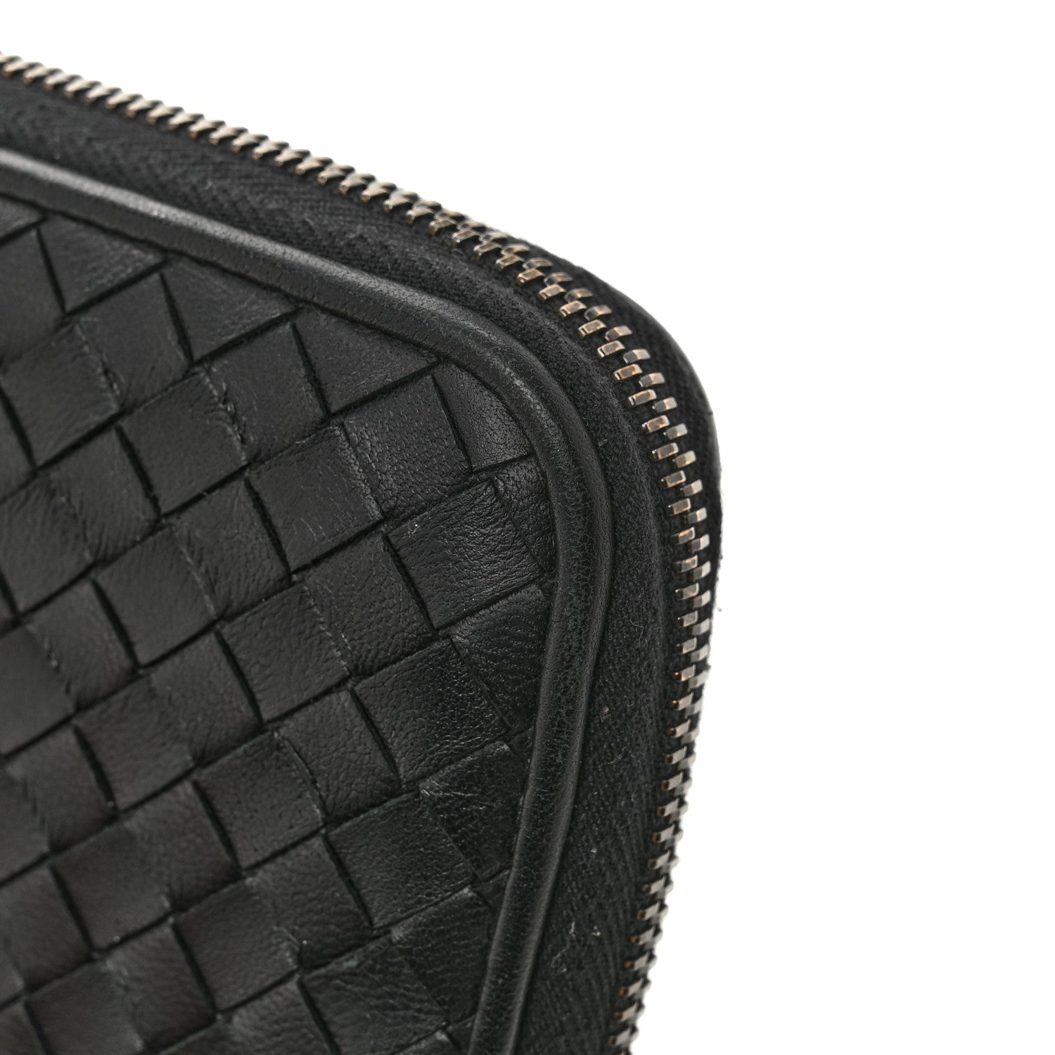 Nappa Intrecciato Zip Around Wallet Black