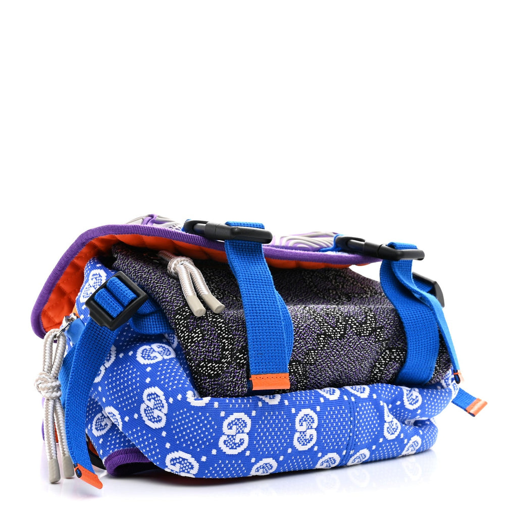 Jersey GG Monogram All Over Sporty Flap Backpack Blue Multicolor