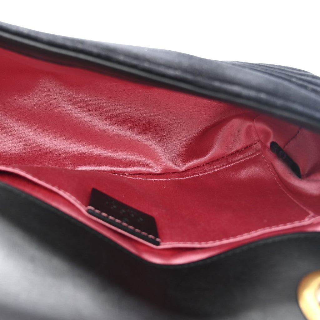 Velvet Matelasse Mini GG Marmont Shoulder Bag Black
