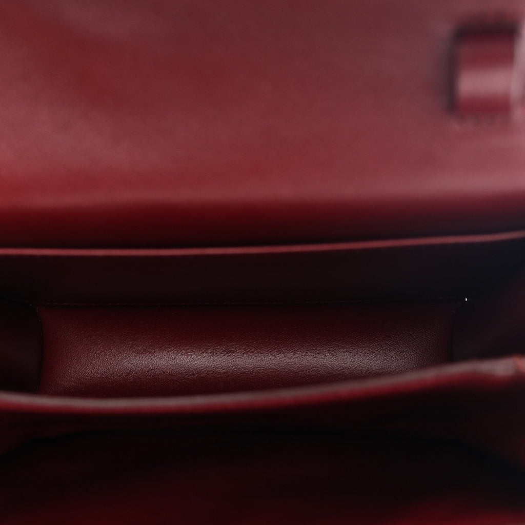 Box Calfskin Teen Classic Box Flap Bag Burgundy