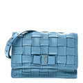 Woven Calfskin Viva Bow Shoulder Bag Blue