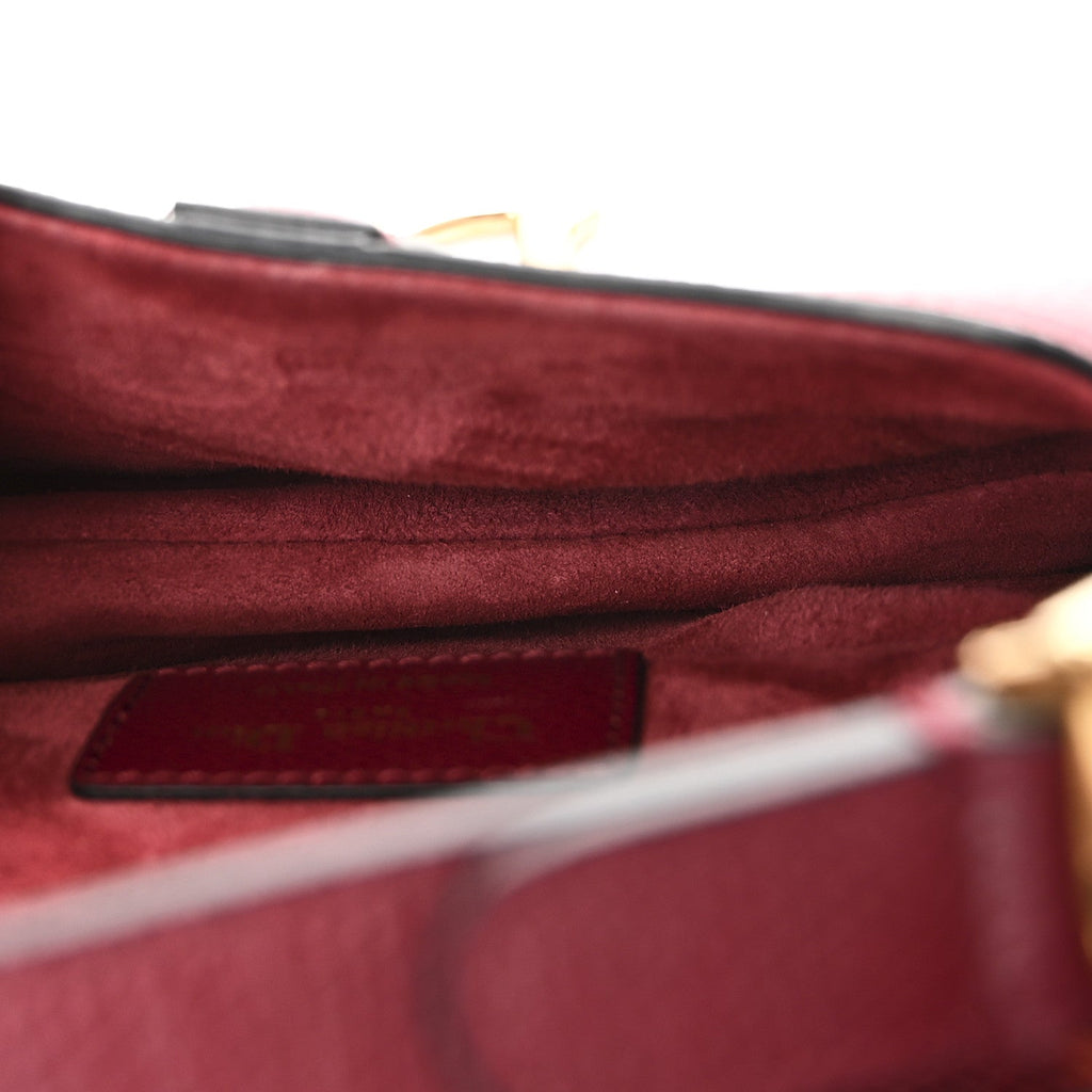 Grained Calfskin Mini Saddle Bag Red