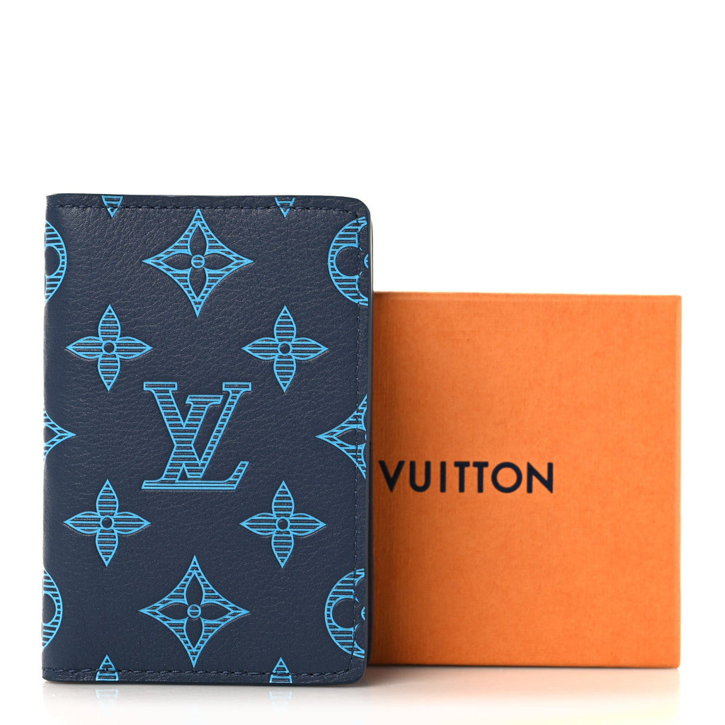 Calfskin Monogram Shadow Pocket Organizer Blue