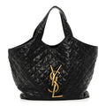 Lambskin Quilted Maxi Icare Shopping Tote Black
