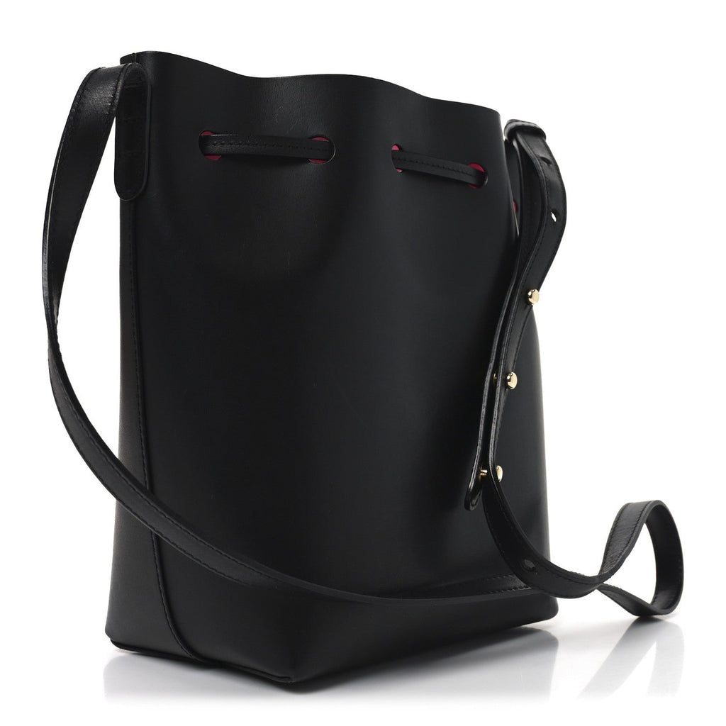 Vegetable Tanned Calfskin Mini Bucket Bag Black Dolly