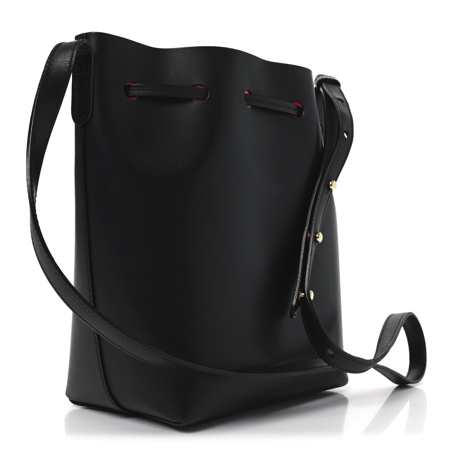 Vegetable Tanned Calfskin Mini Bucket Bag Black Dolly