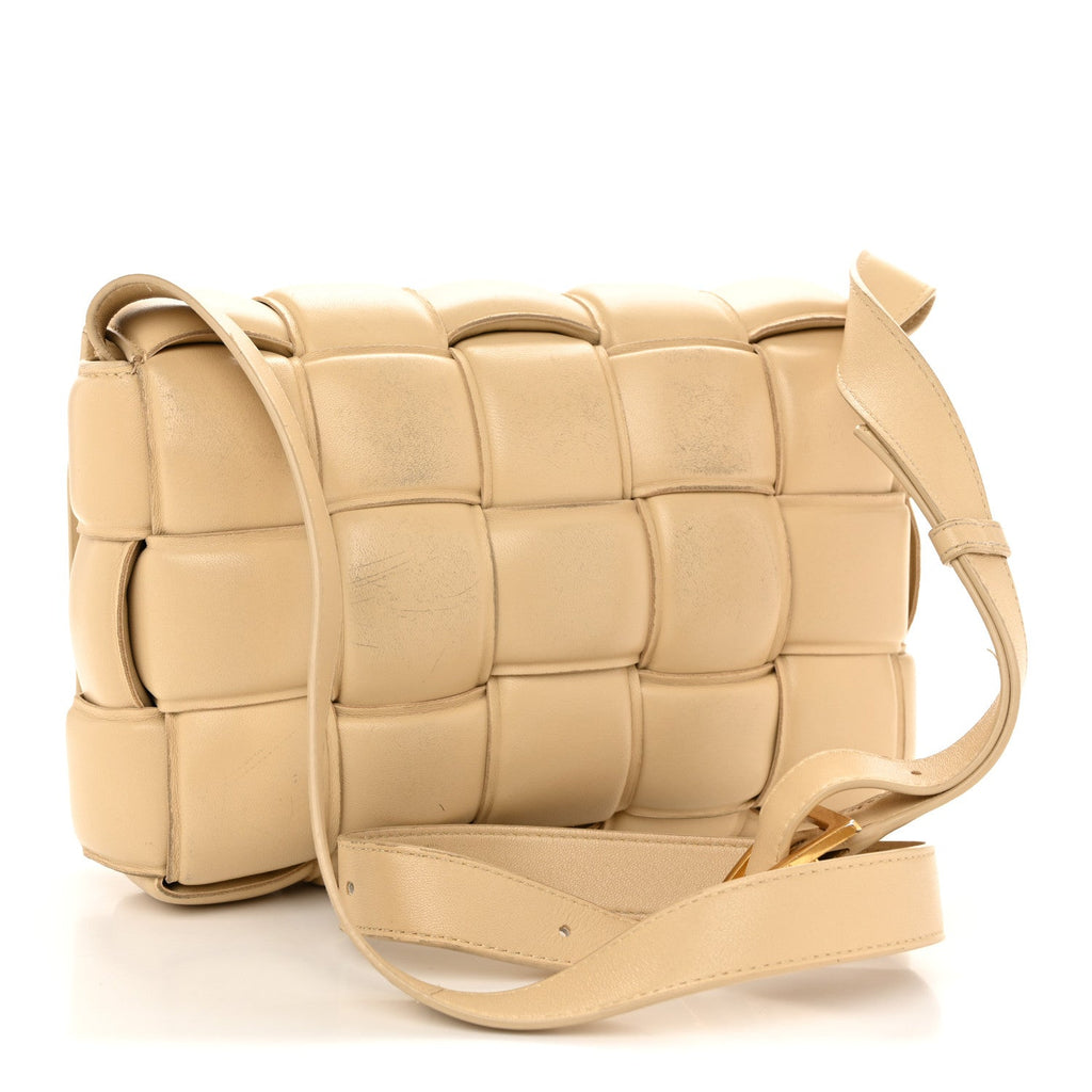Nappa Maxi Intreccio Padded Cassette Crossbody Bag Porridge
