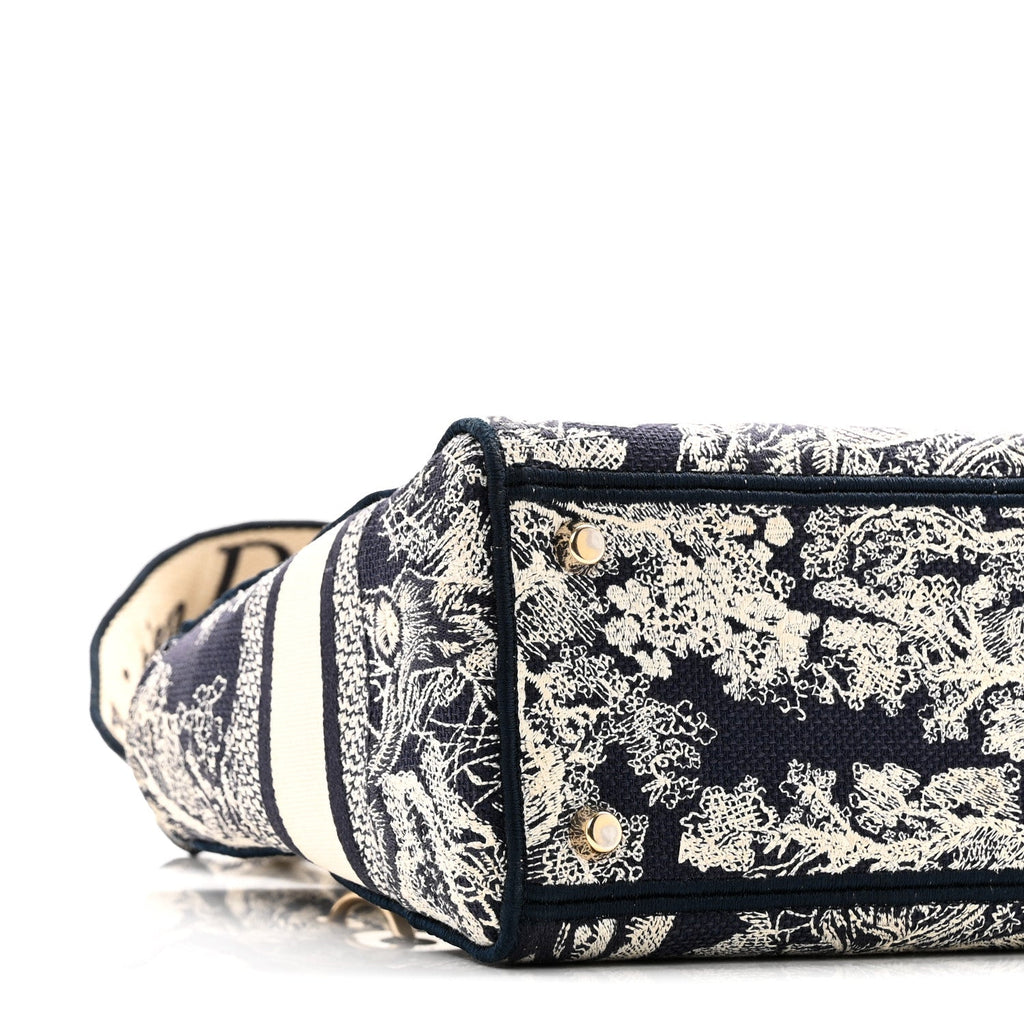 Canvas Toile De Jouy Embroidered Medium Lady D-Lite Navy