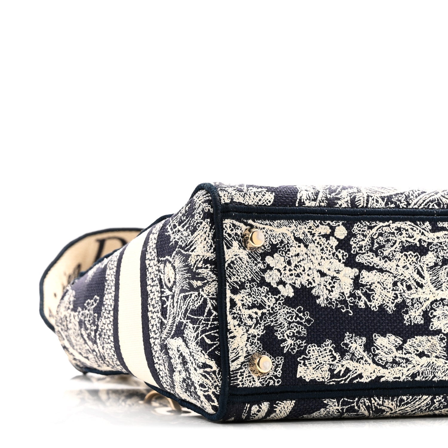 Canvas Toile De Jouy Embroidered Medium Lady D-Lite Navy