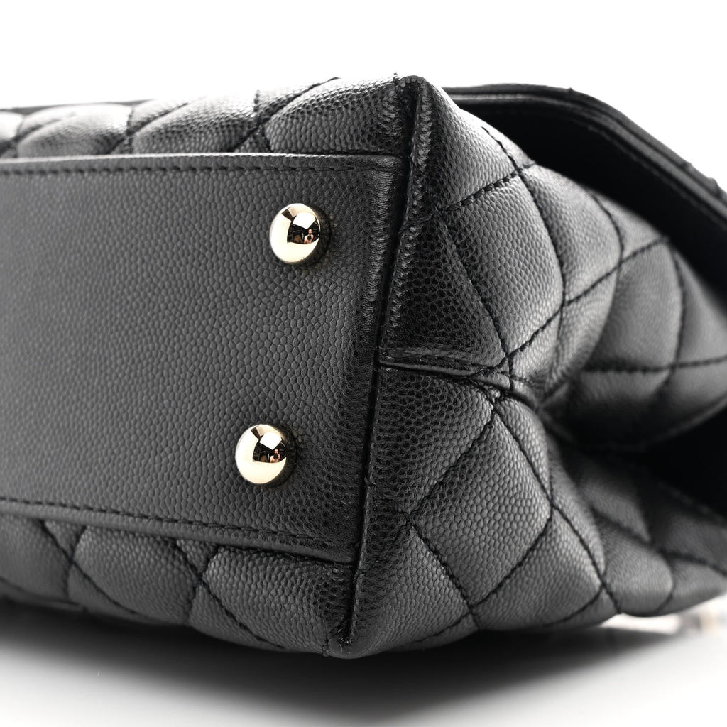 Caviar Quilted Mini Coco Handle Flap Black
