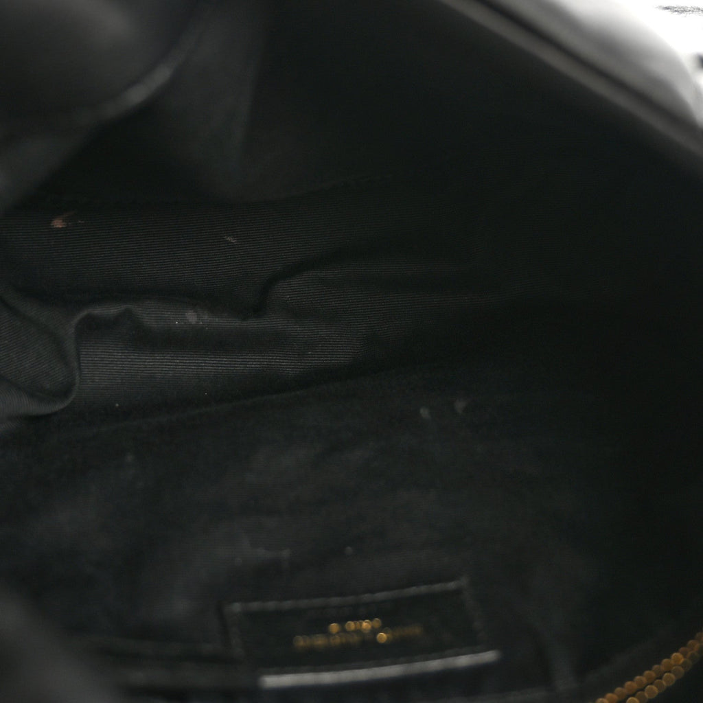 Lambskin Quilted Small Loulou Puffer Monogram Chain Satchel Black