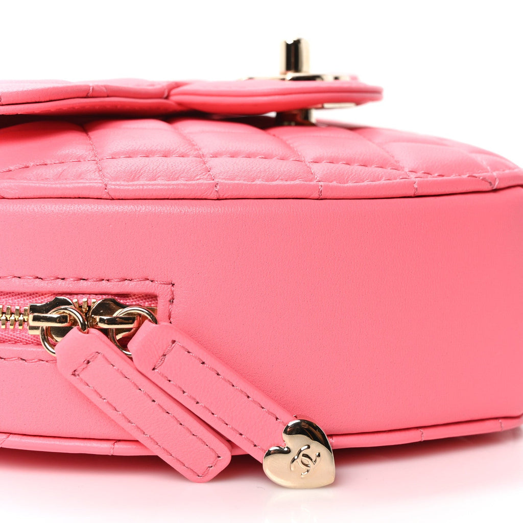 Lambskin Quilted CC In Love Heart Bag Pink