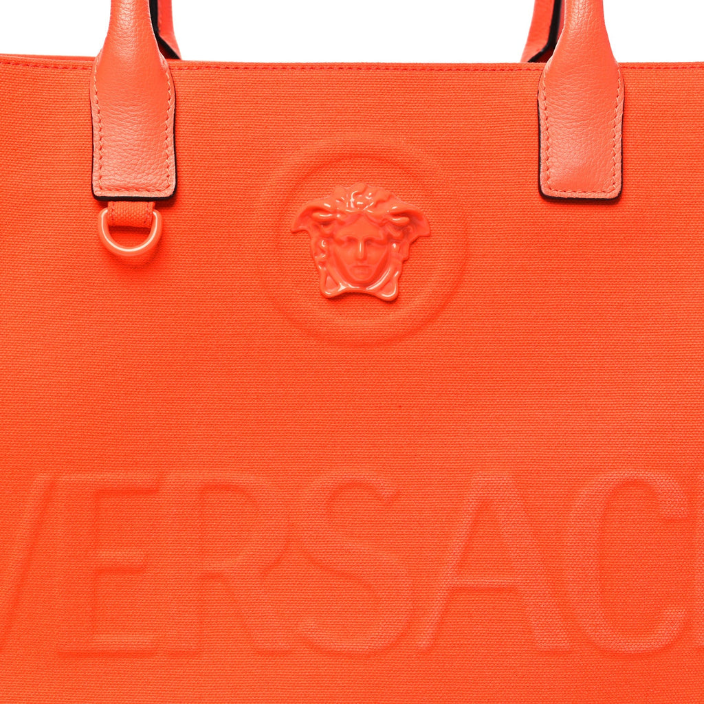 Canvas Calfskin La Medusa Tote Bag Orange