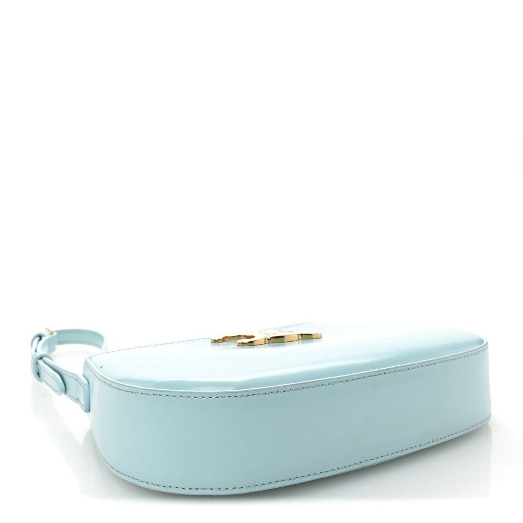 Shiny Calfskin Medium Tilly Triomphe Shoulder Bag Light Blue