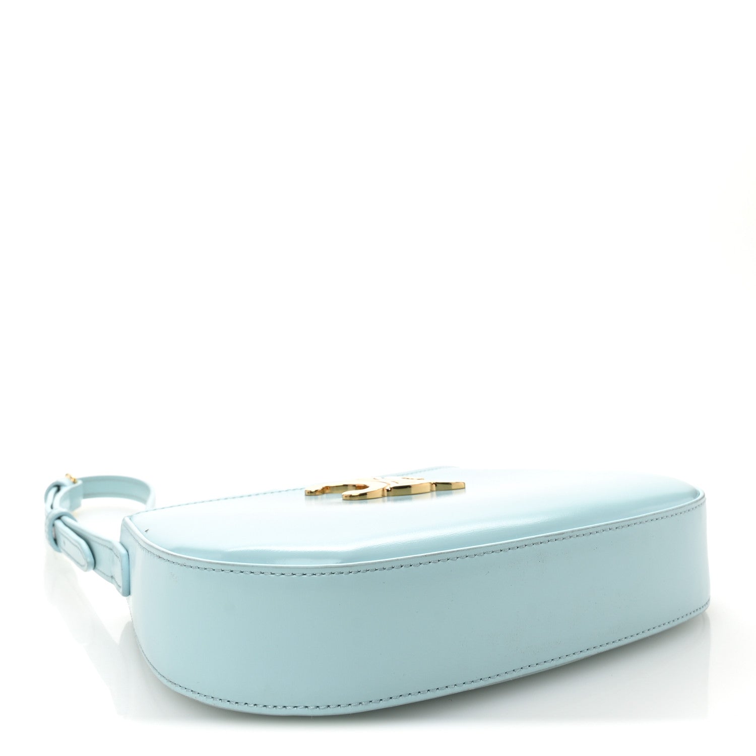 Shiny Calfskin Medium Tilly Triomphe Shoulder Bag Light Blue