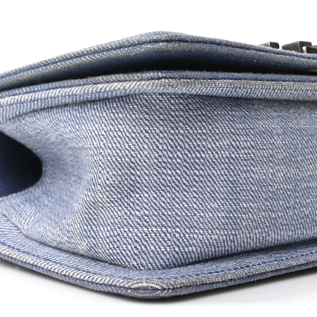 Denim Chevron Small Boy Flap Light Blue