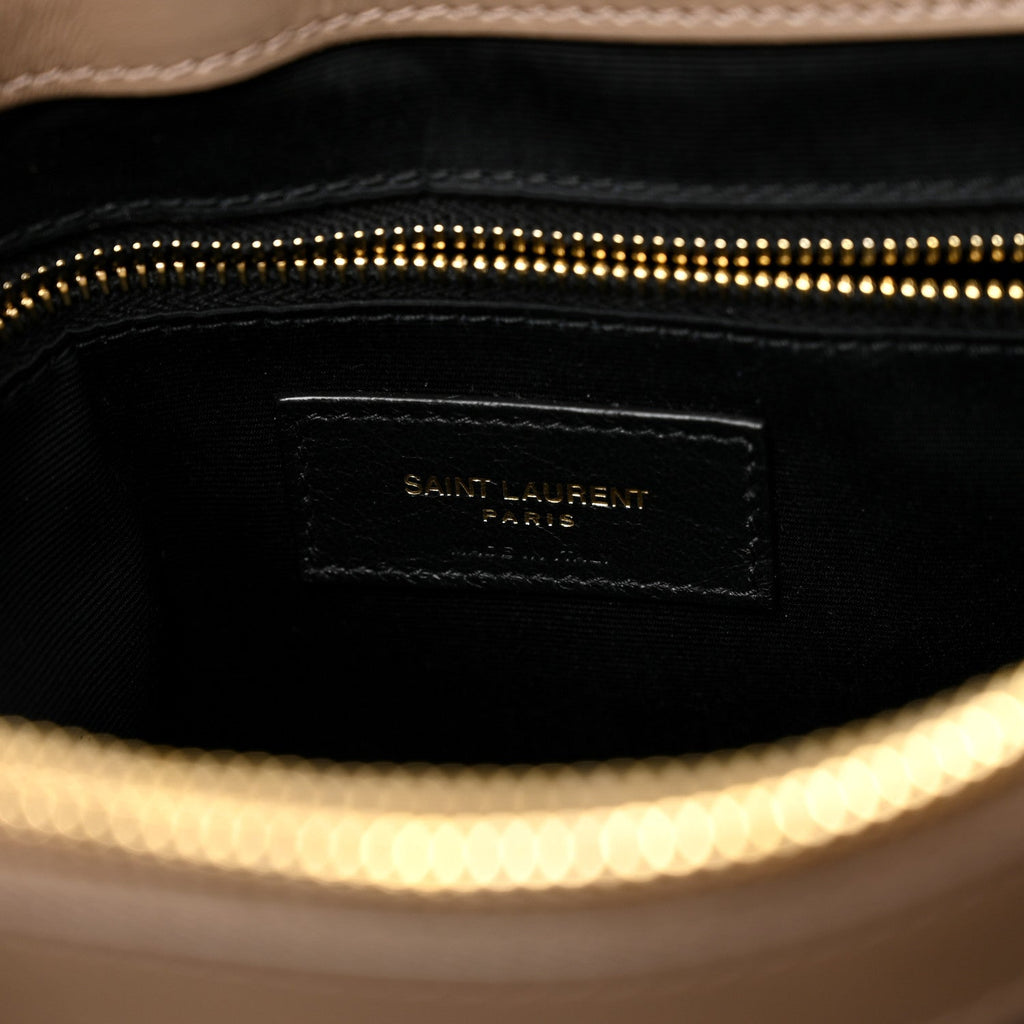 Calfskin Y Quilted Monogram Medium Loulou Chain Satchel Dark Beige