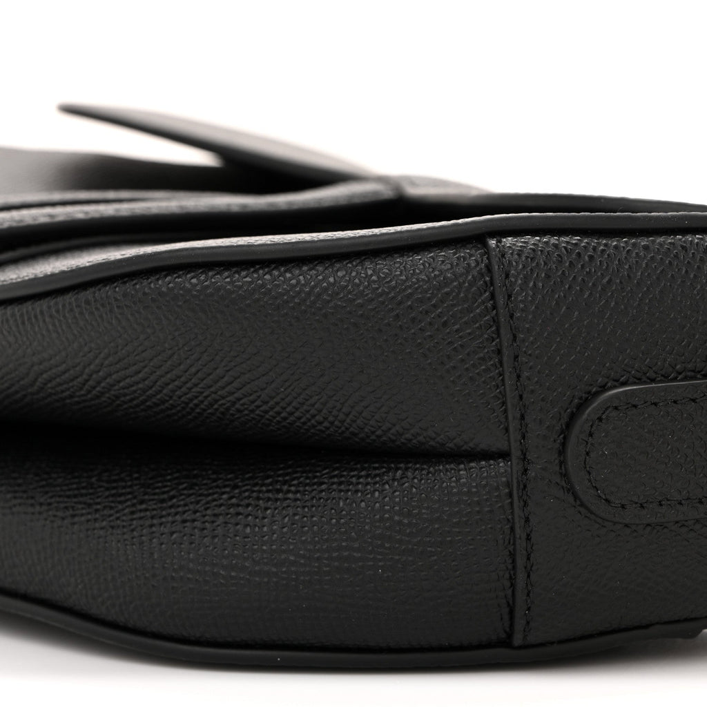 Grained Calfskin Saddle Bag Black