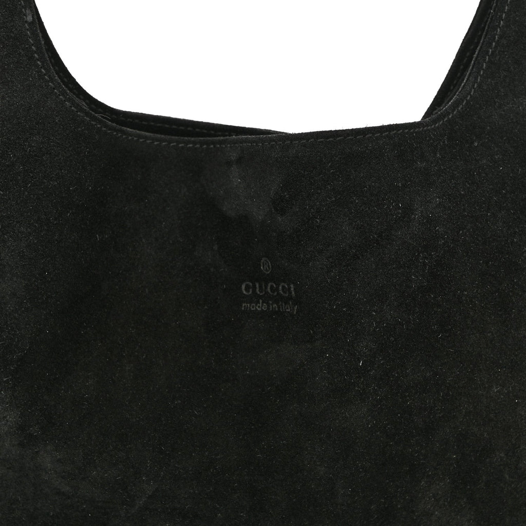 Suede Logo Shoulder Bag Black