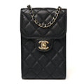 Caviar Quilted Classic Phone Holder Black