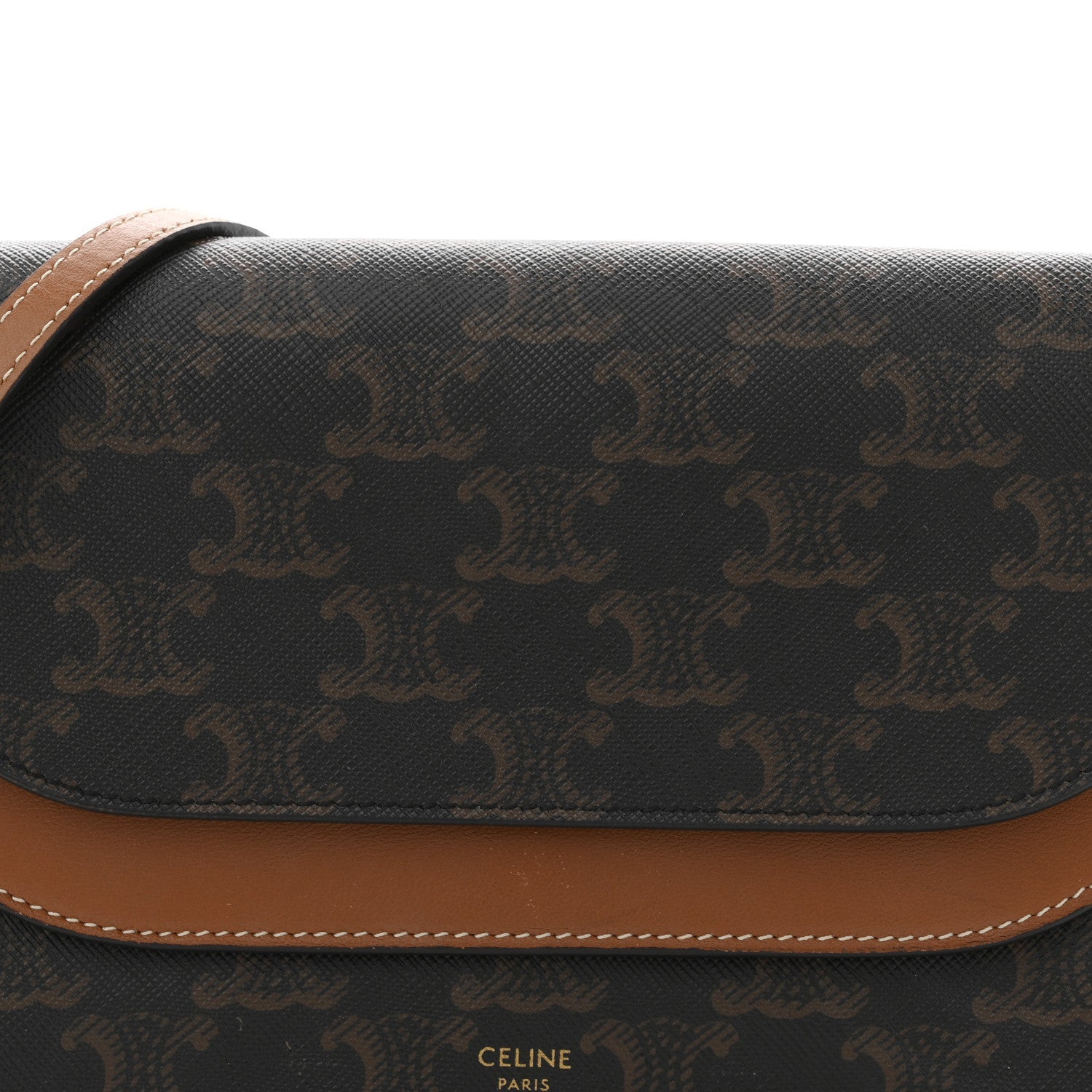 Triomphe Canvas Lambskin Wallet On Strap Tan