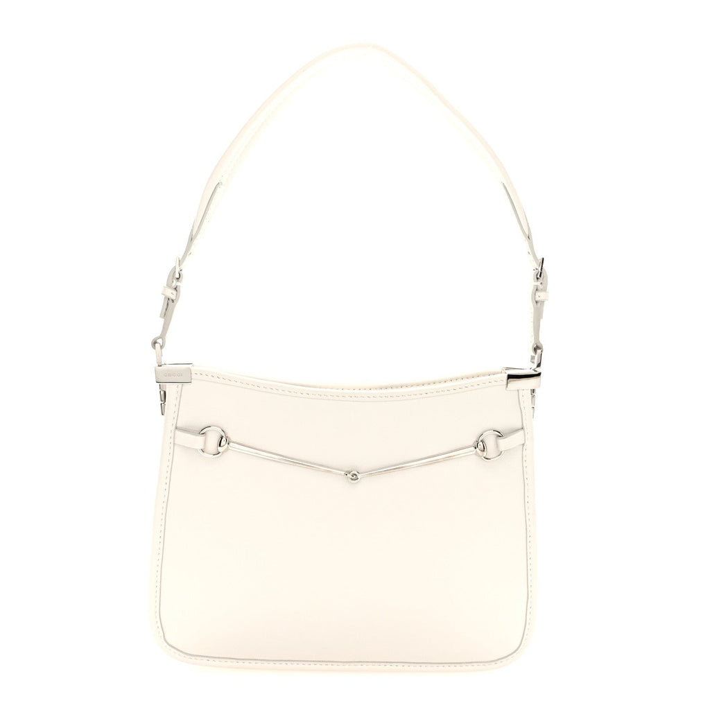 Calfskin Horsebit Slim Shoulder Bag White