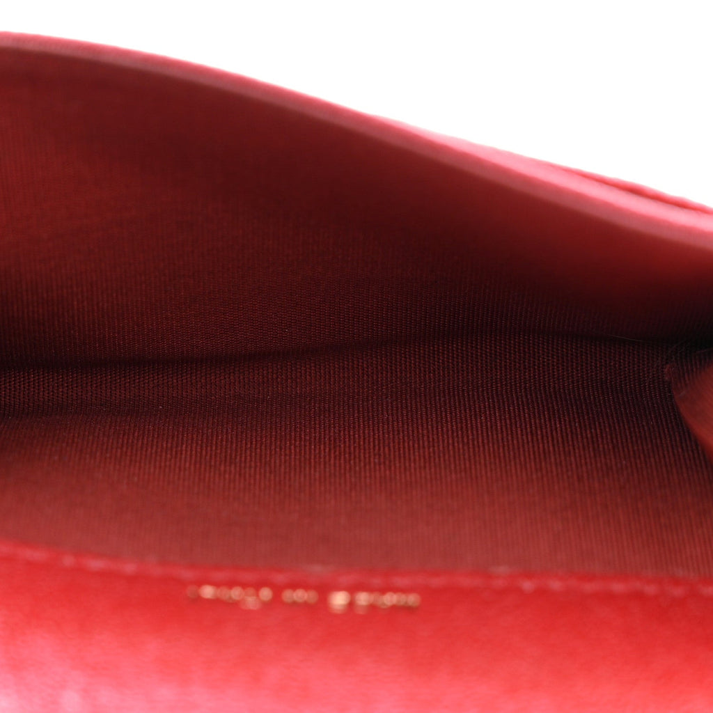 Caviar Quilted Boy Flap  Holder Wallet Red