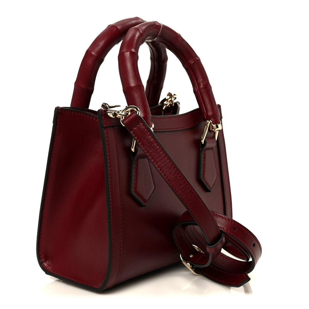 Sweetbread Calfskin Mini Diana Tote Bag Rosso Ancora