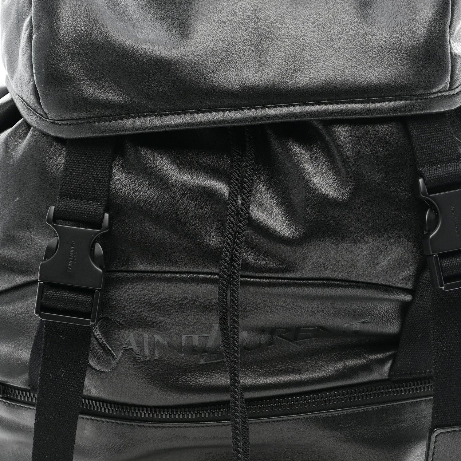 Lambskin Logo Debossed Backpack Black