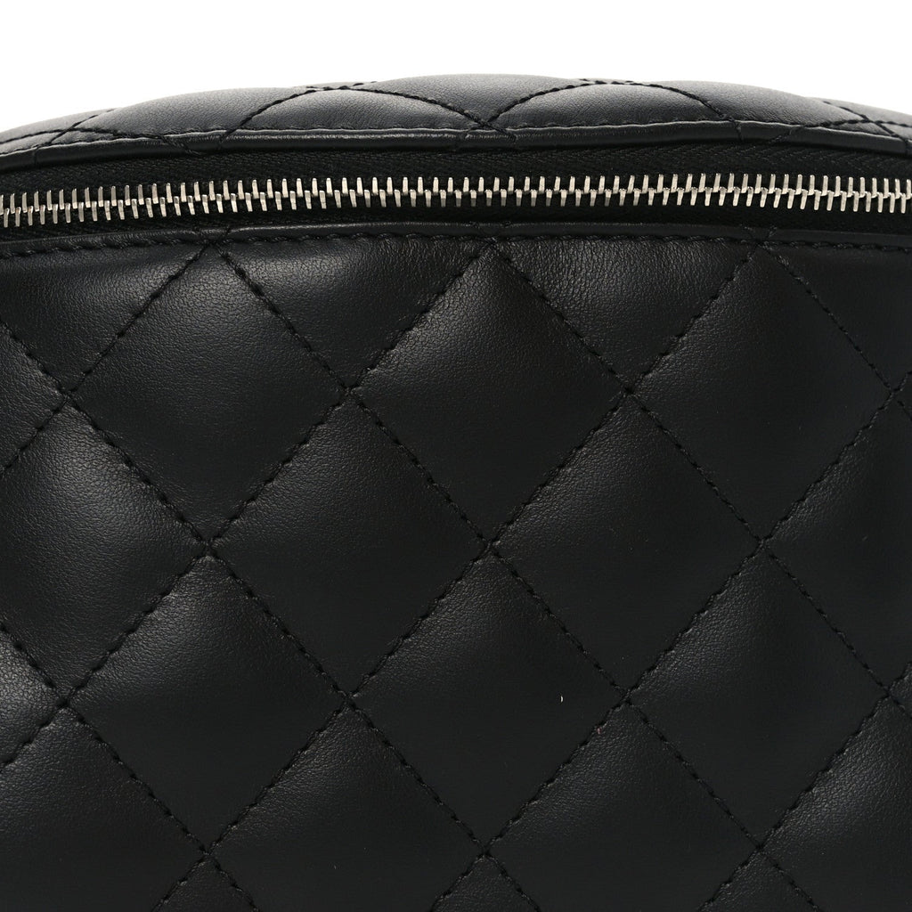 Calfskin Quilted Uniform Waist Belt Bag Black