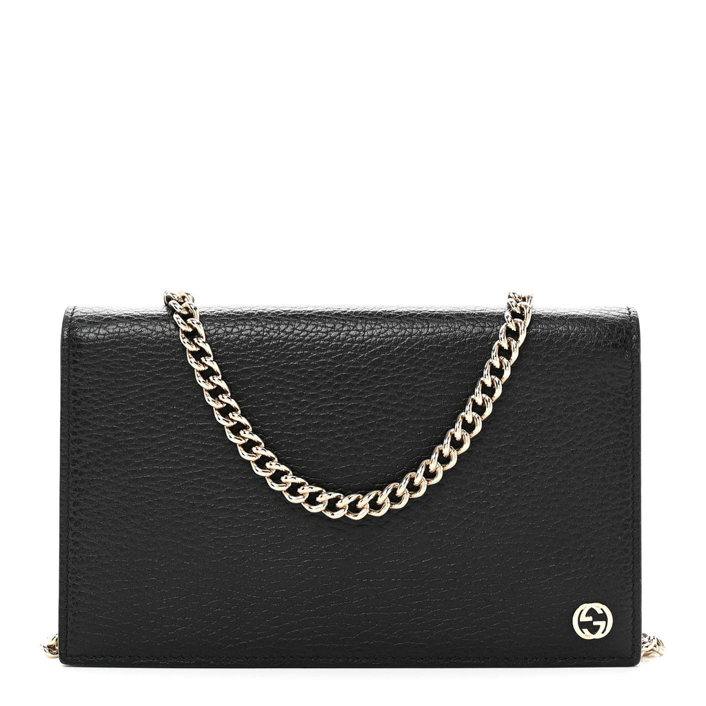 Dollar Calfskin Medium Betty Chain Wallet Black