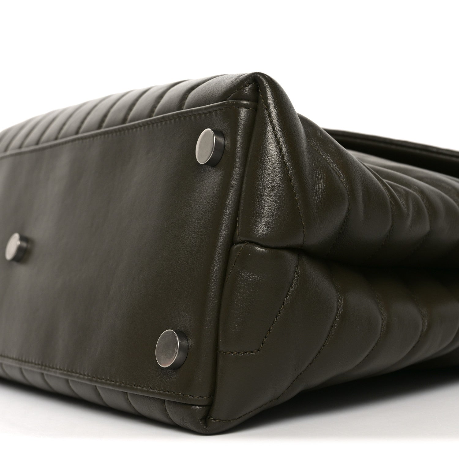 Calfskin Y Quilted Monogram Large Loulou Chain Satchel Kaki Fonce