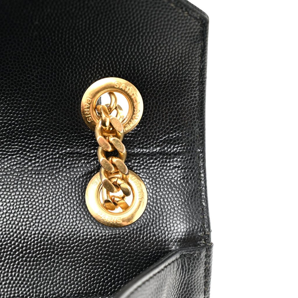 Grain De Poudre Matelasse Chevron Large Monogram Satchel Black