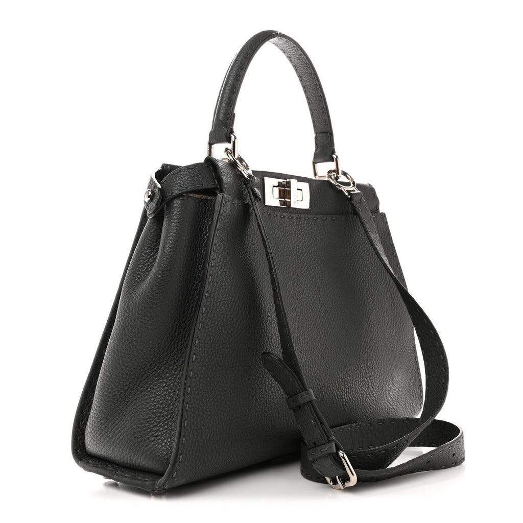 Cuoio Romano Selleria Bi-Color Medium Peekaboo Iconic Satchel Asfalto Latte