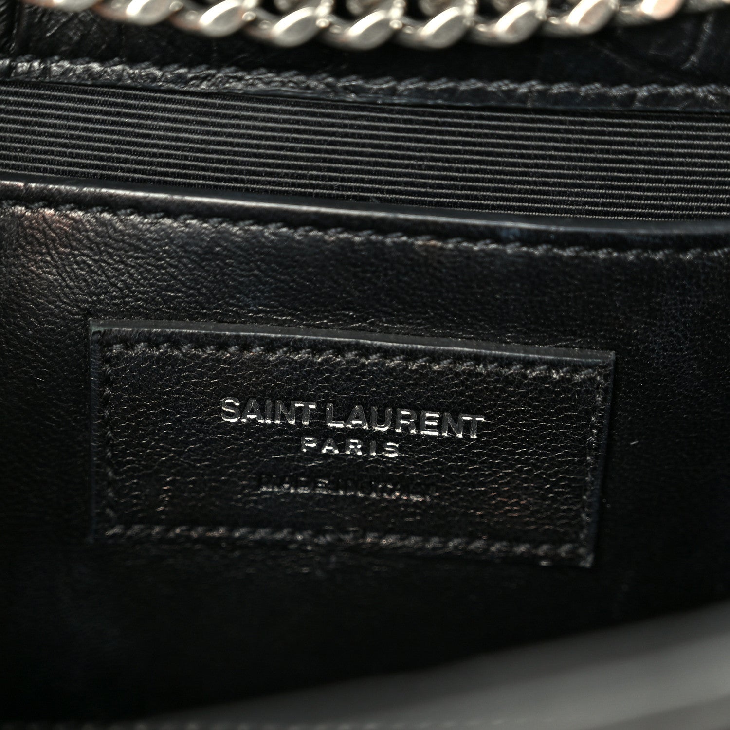 Calfskin Crocodile Embossed Medium Classic Monogram Kate Tassel Satchel Black