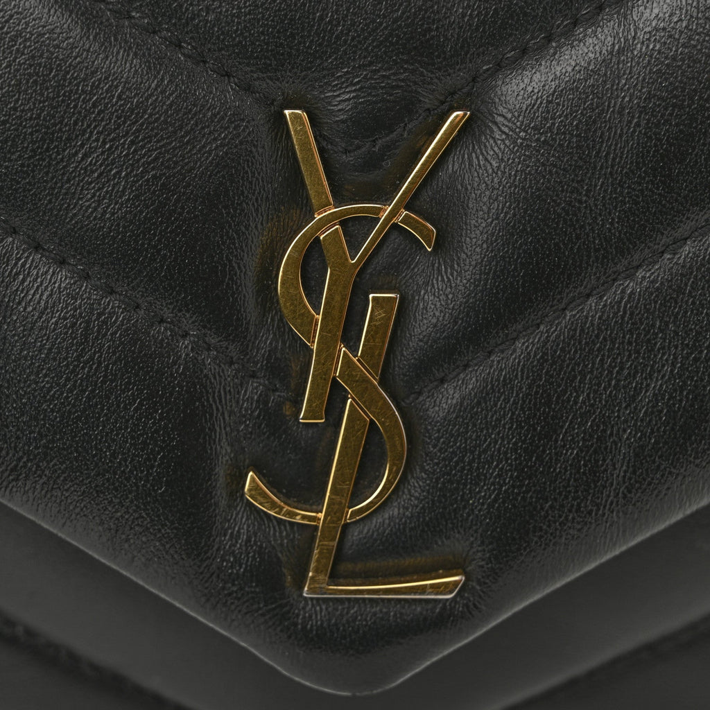 Calfskin Y Quilted Monogram Toy Loulou Crossbody Bag Black