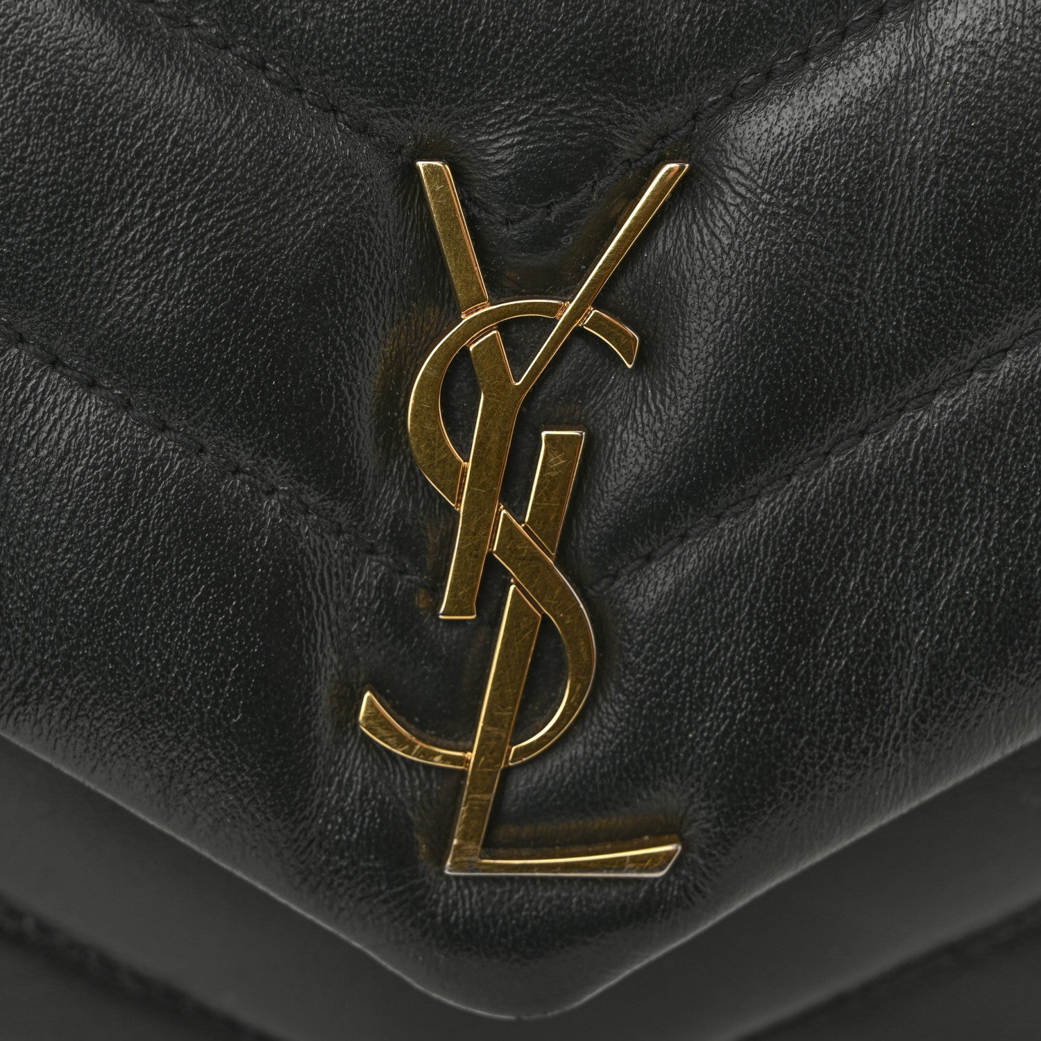 Calfskin Y Quilted Monogram Toy Loulou Crossbody Bag Black