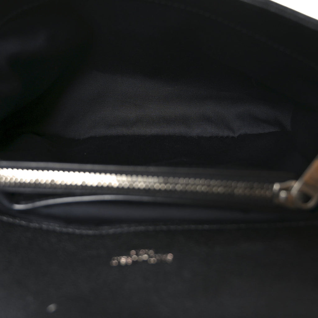Sheepskin Matelasse Chevron Monogram Medium College Bag Black