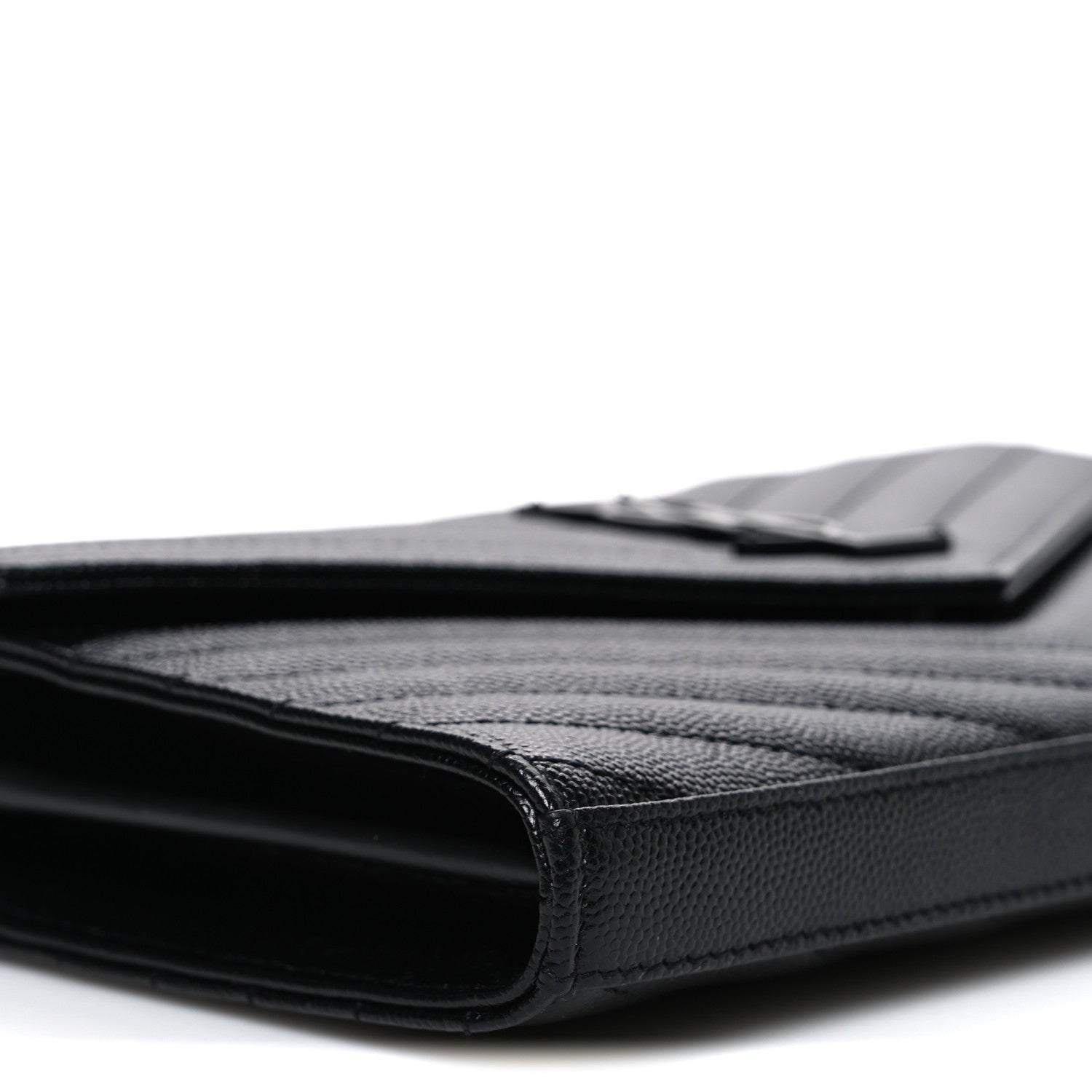Grain De Poudre Matelasse Chevron Monogram Monochrome Chain Wallet Black