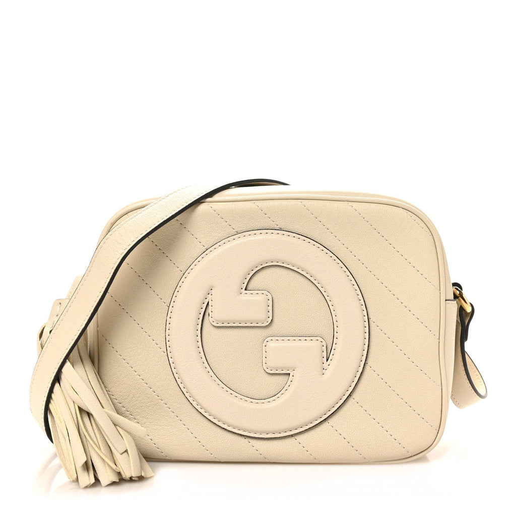 Sakai Be Green Calfskin Diagonal Stitched Small Blondie Shoulder Bag Mystic White