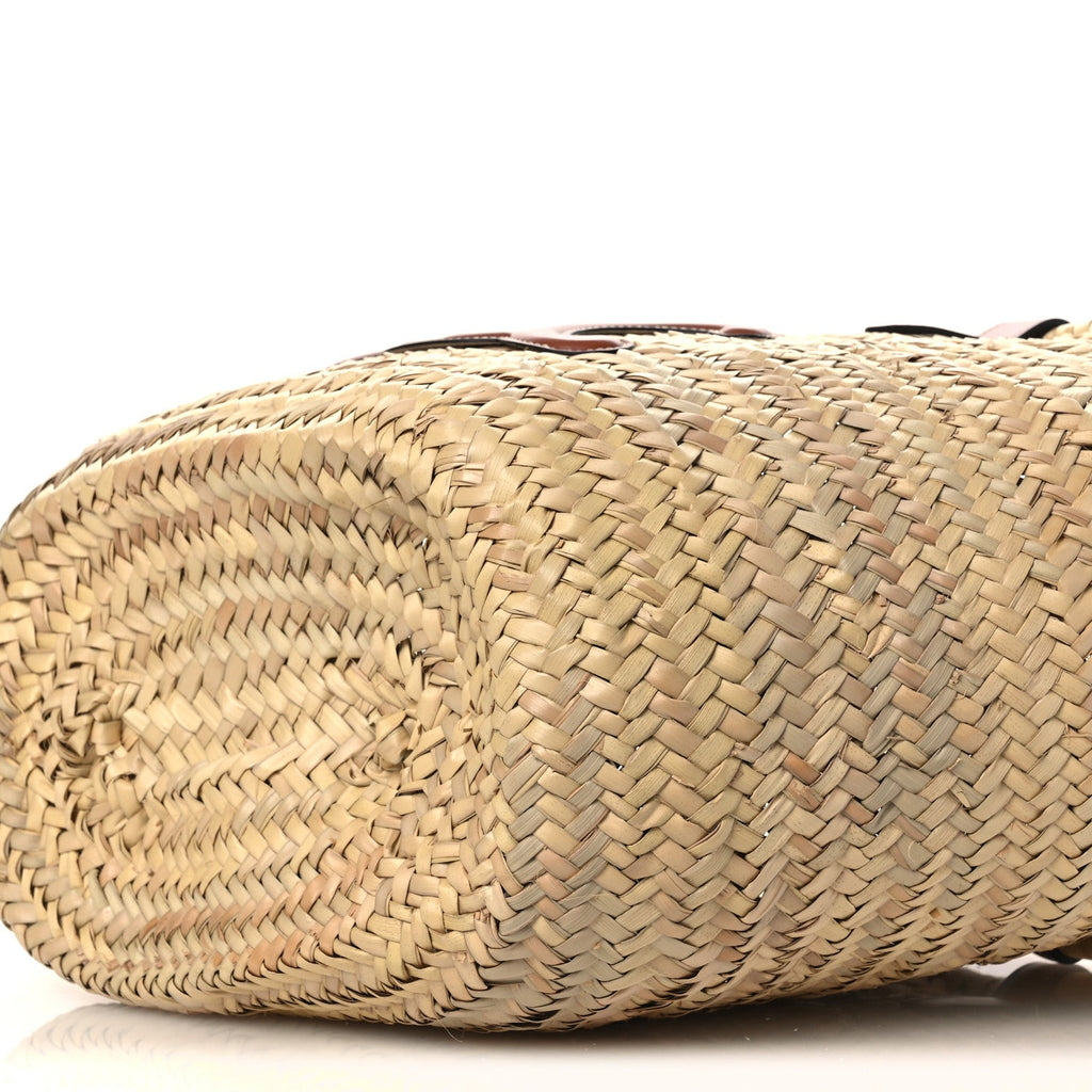 Raffia Calfskin Triomphe Medium Panier Tan