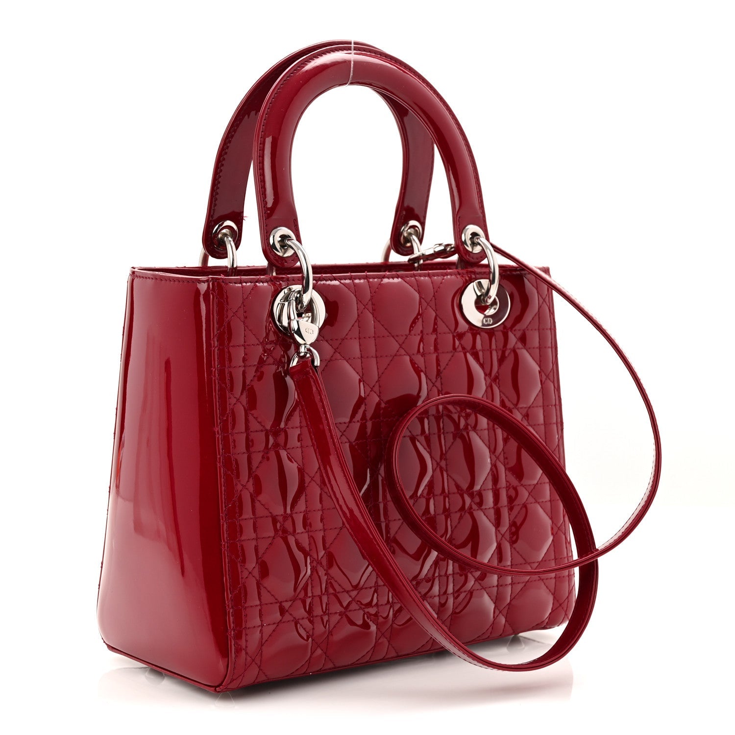 Patent Cannage Medium Lady Dior Red