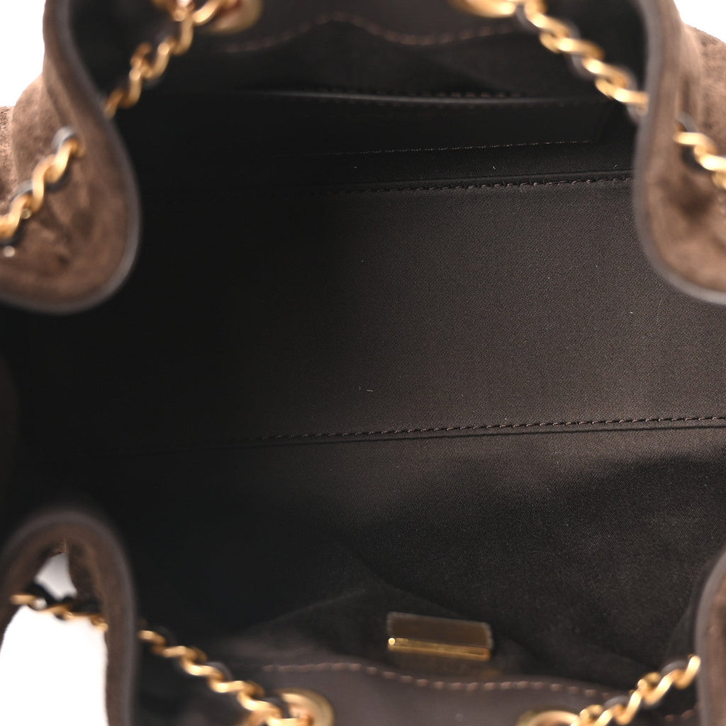 Suede Quilted Mini Chanel 25 Handbag Dark Brown