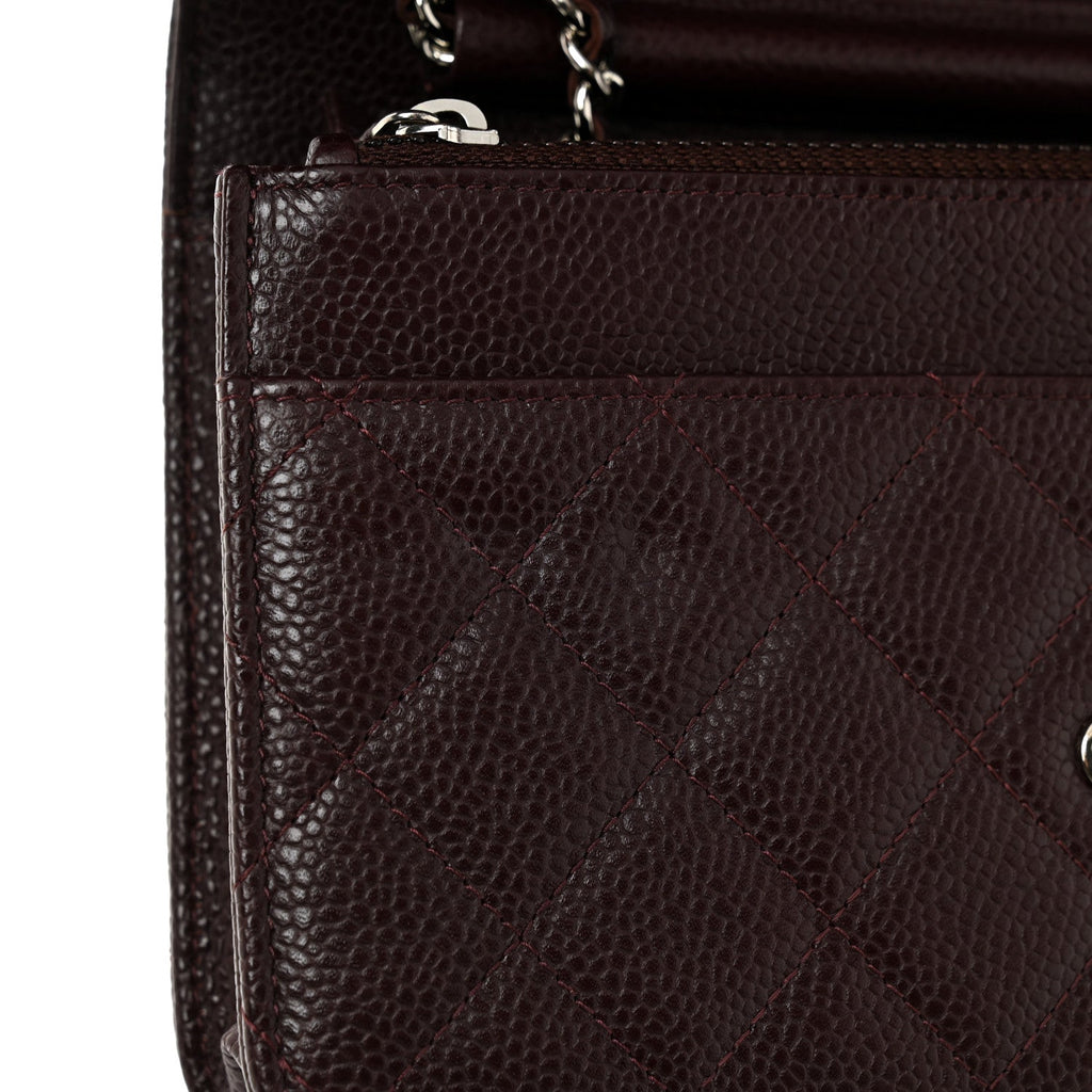Caviar Quilted Wallet on Chain WOC Burgundy
